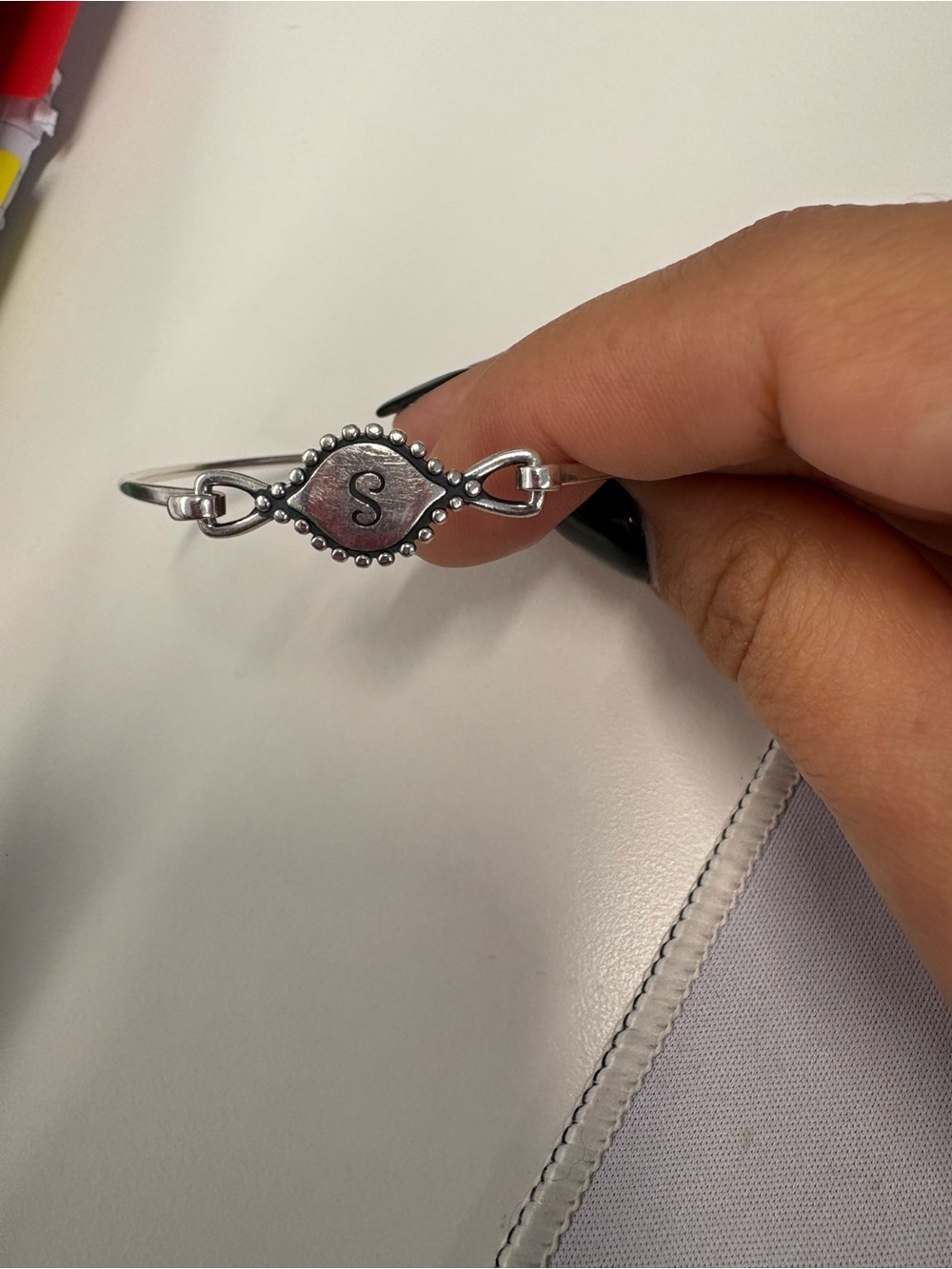 James Avery Silver 'S' Initial Beaded Bangle
